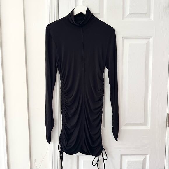 Michael Costello X Revolve Shirred Side Tie Bodycon Mini Dress in Black Medium - Picture 2 of 11